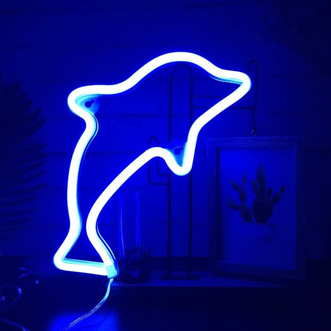 Neon LED Delfin na ścianę – 26 × 17,5 cm, USB/baterie – zdjęcie produktu