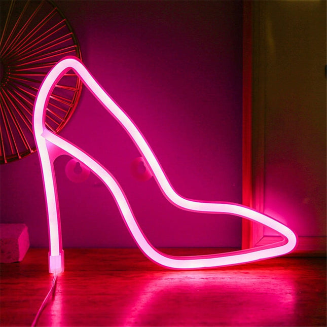 Neon LED Różowe szpilki na ścianę – 26 × 18 cm, USB/baterie – zdjęcie produktu