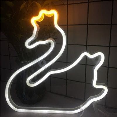 Neon LED Łabędź na ścianę – 33 × 33 cm, USB/baterie – zdjęcie produktu