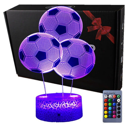 Lampka nocna LED 3D Piłka nożna – 3 piłki – pilot, USB – zdjęcie produktu