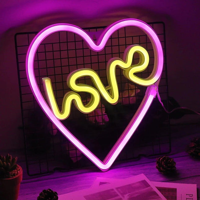 Neon LED Serce LOVE na ścianę – 26 × 26 cm, USB/baterie – zdjęcie produktu