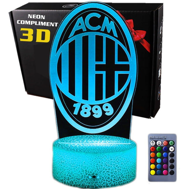 Lampka nocna LED 3D AC Milan – pilot, 16 kolorów, USB – zdjęcie produktu
