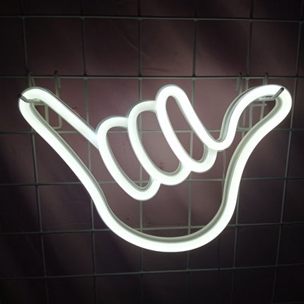 Neon LED Gest shaka na ścianę – 23 × 23 cm, USB/baterie – zdjęcie produktu