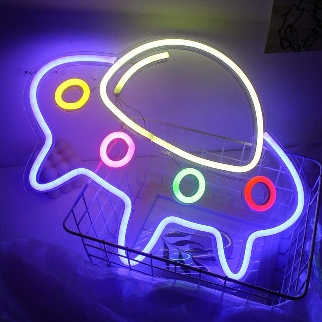 Neon LED UFO na ścianę – 42 × 32 cm, USB/baterie – zdjęcie produktu