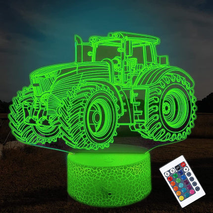 Lampka nocna LED 3D Traktor – pilot, 16 kolorów, USB – zdjęcie produktu