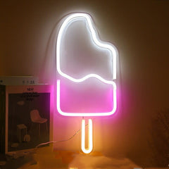 Neon LED Lody na ścianę – 25 × 12 cm, USB/baterie – zdjęcie produktu