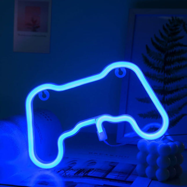 Neon LED Gamepad na ścianę – 25 × 12 cm, USB/baterie – zdjęcie produktu