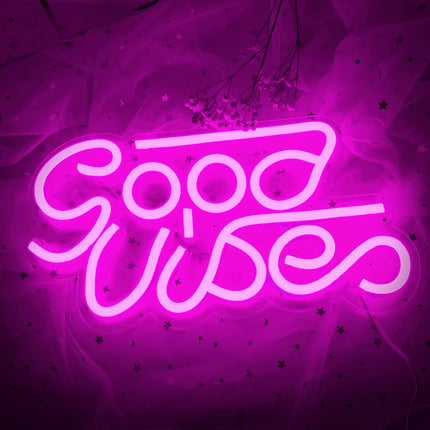 Neon LED Good Vibes – różowy na ścianę – 35 × 18 cm, USB – zdjęcie produktu