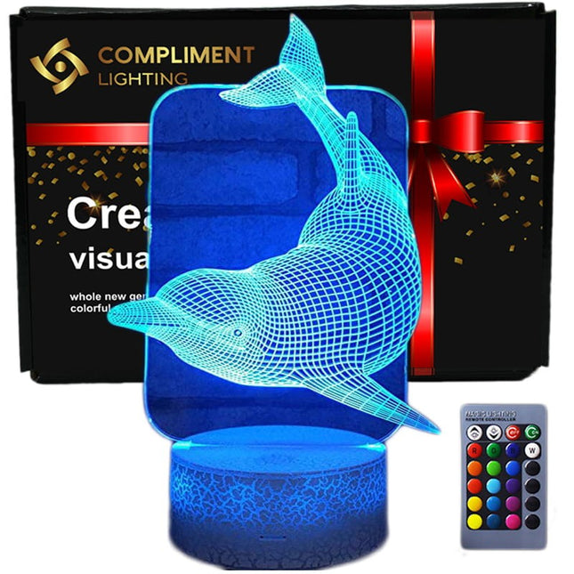 Lampka nocna LED 3D Delfin – pilot – zdjęcie produktu