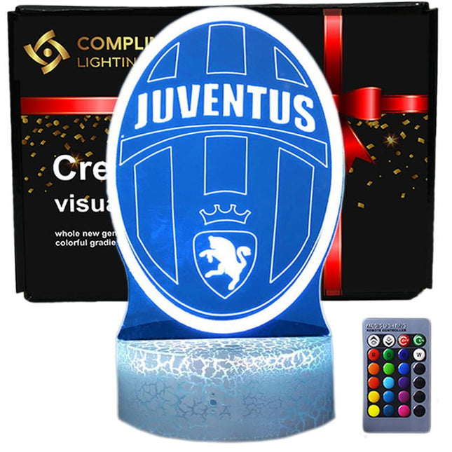 Lampka nocna LED 3D Juventus – pilot, USB – zdjęcie produktu