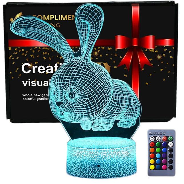 Lampka nocna LED 3D Królik – pilot – zdjęcie produktu