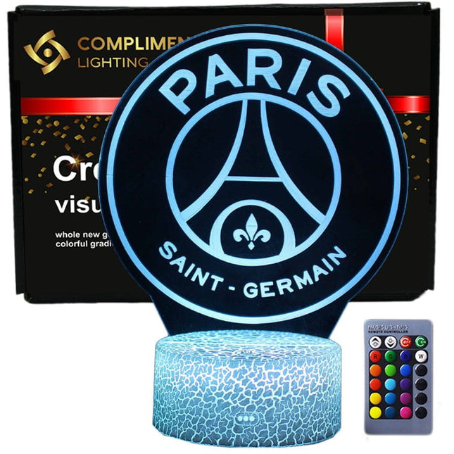 Lampka nocna LED 3D Paris Saint-Germain – pilot, 16 kolorów, USB – zdjęcie produktu