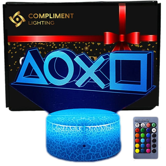Lampka nocna LED 3D Symbole PlayStation – pilot, USB – zdjęcie produktu