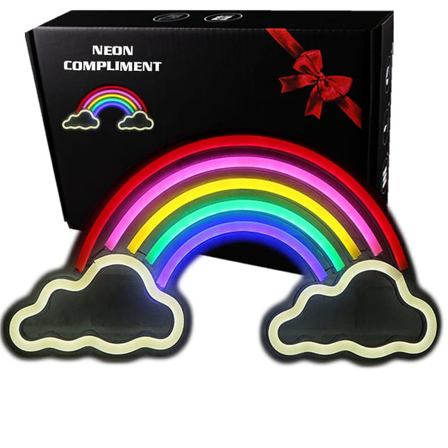 Neon LED Tęcza i chmura na ścianę – 40 × 20 cm, USB – zdjęcie produktu