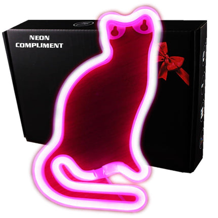 Neon LED Kotek na ścianę – 28 × 14 cm, USB/baterie – zdjęcie produktu