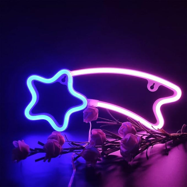 Neon LED Niebieski meteor na ścianę – USB/baterie – zdjęcie produktu