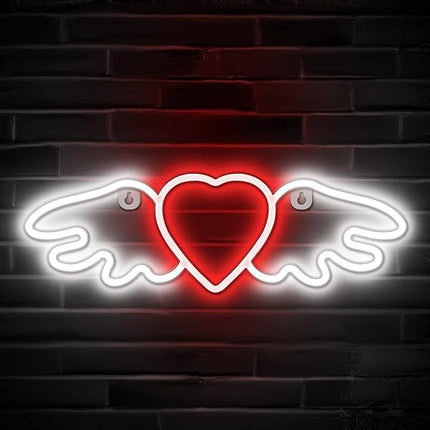 Neon LED Anielskie serce na ścianę – USB/baterie – zdjęcie produktu
