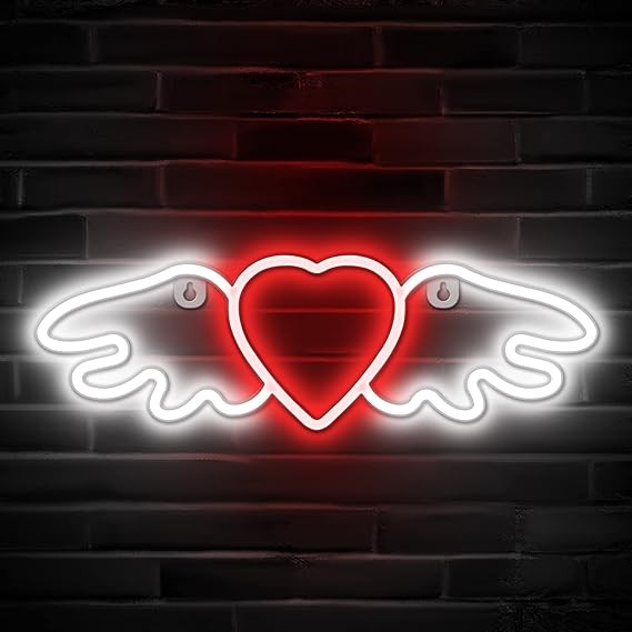 Neon LED Anielskie serce na ścianę – USB/baterie – zdjęcie produktu