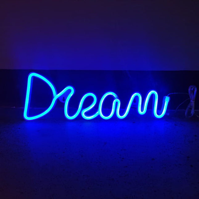 Neon LED Dream – niebieski na ścianę – 40 × 14 cm, USB/baterie – zdjęcie produktu