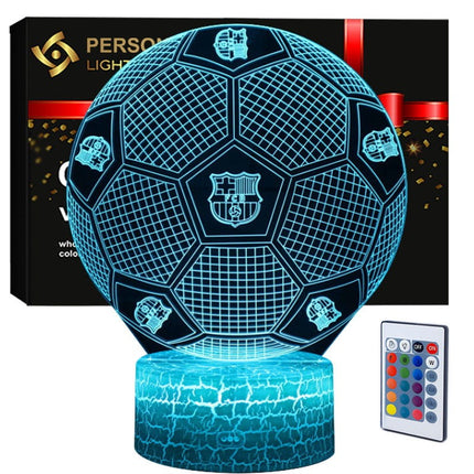 Lampka nocna LED 3D FC Barcelona – piłka nożna – pilot, 16 kolorów, USB – zdjęcie produktu