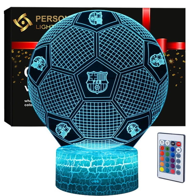 Lampka nocna LED 3D FC Barcelona – piłka nożna – pilot, 16 kolorów, USB – zdjęcie produktu