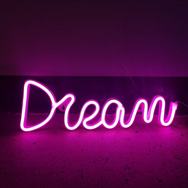 Neon LED Dream – różowy na ścianę – 40 × 14 cm, USB/baterie – zdjęcie produktu