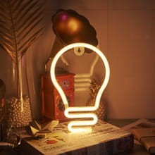 Neon LED Biała żarówka na ścianę – 27 × 17 cm, USB/baterie – zdjęcie produktu