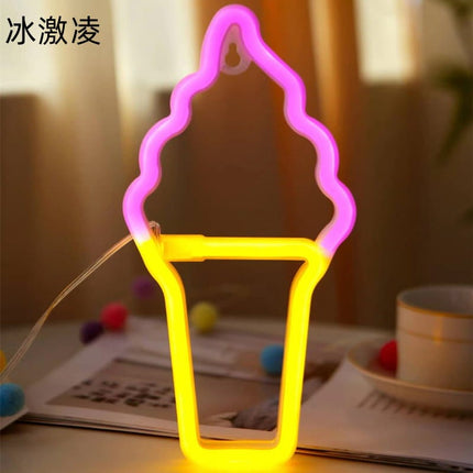 Neon LED Lody na ścianę – 27 × 17 cm, USB/baterie – zdjęcie produktu