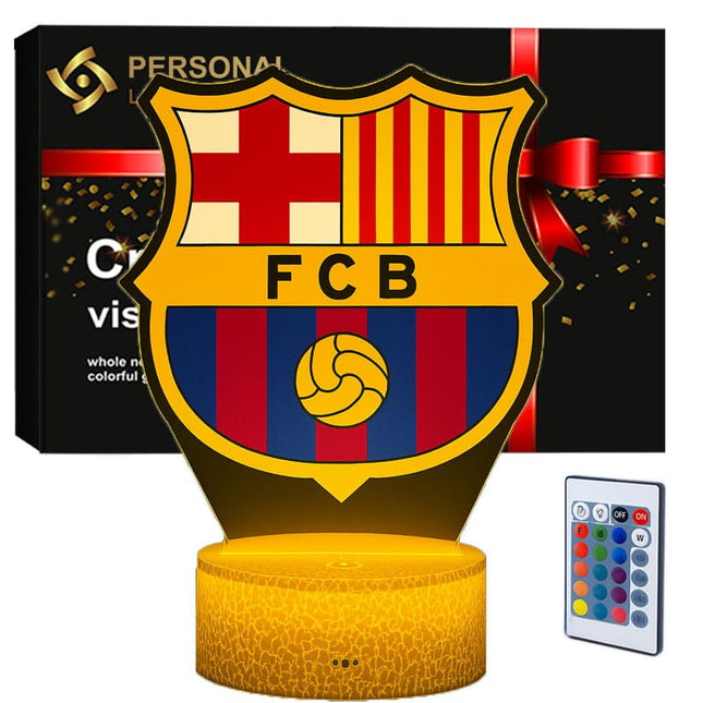 Lampka nocna LED 3D FC Barcelona z nadrukiem – pilot, 16 kolorów, USB – zdjęcie produktu