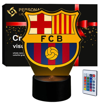 Lampka nocna LED 3D FC Barcelona z nadrukiem – pilot, 16 kolorów, USB – zdjęcie produktu