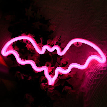 Neon LED Nietoperz na ścianę – 35 × 15 cm, USB/baterie – zdjęcie produktu