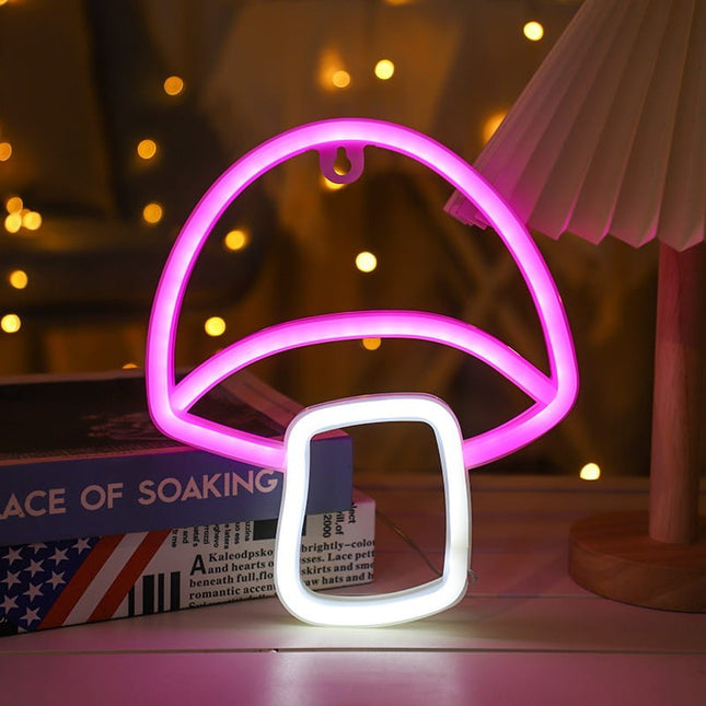 Neon LED Grzybek na ścianę – 23 × 20 cm, USB/baterie – zdjęcie produktu