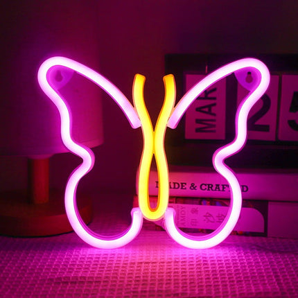 Neon LED Motyl na ścianę – 24 × 19 cm, USB/baterie – zdjęcie produktu