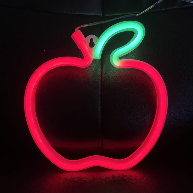 Neon LED Jabłko czerwone na ścianę – USB/baterie – zdjęcie produktu