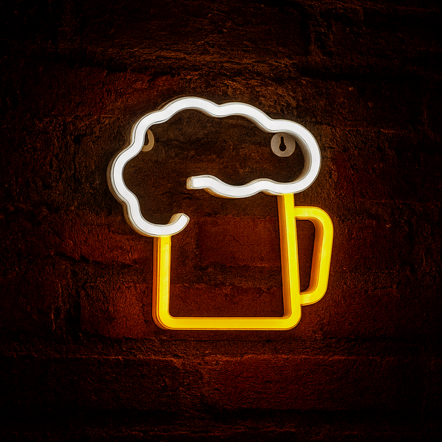 Neon LED Beer Piwo na ścianę – 28 × 28 cm, USB/baterie – zdjęcie produktu