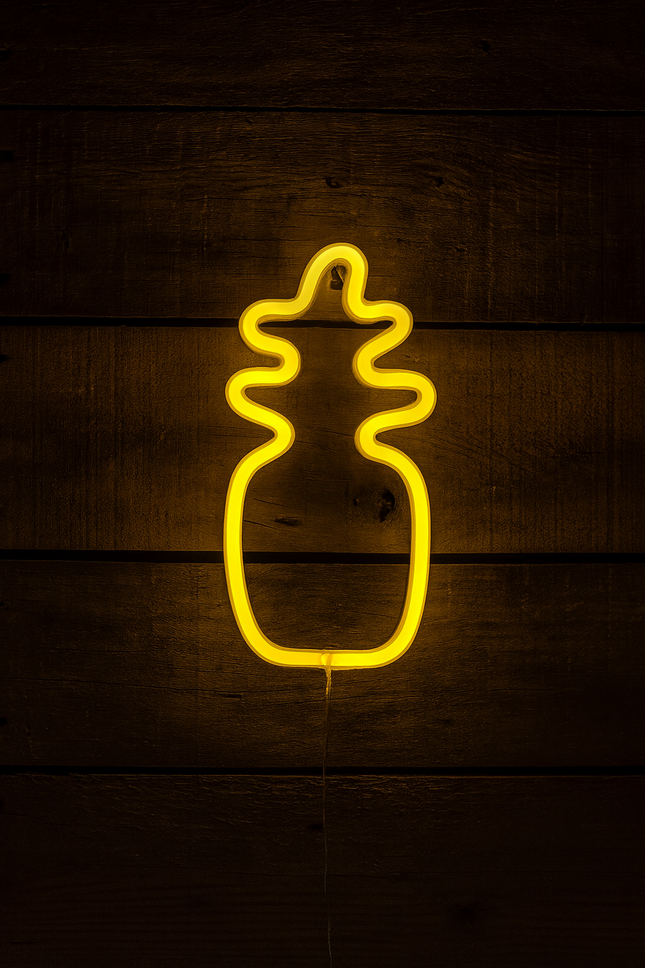 Neon LED ananas na ścianę – 26 × 14 cm, USB/baterie – zdjęcie produktu