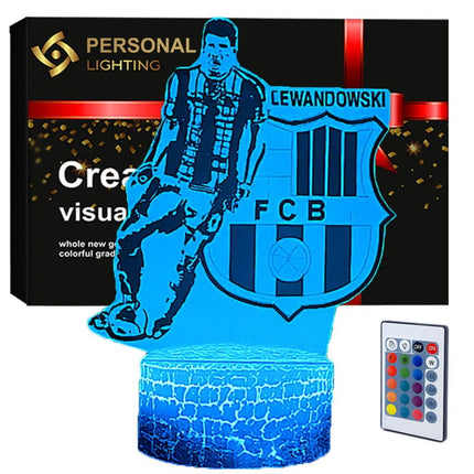 Lampka nocna LED 3D FC Barcelona – Lewandowski – pilot, 16 kolorów, USB – zdjęcie produktu