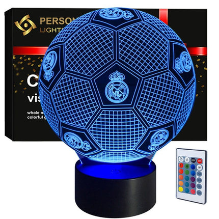 Lampka nocna LED 3D Real Madryt – piłka – pilot, 16 kolorów, USB – zdjęcie produktu