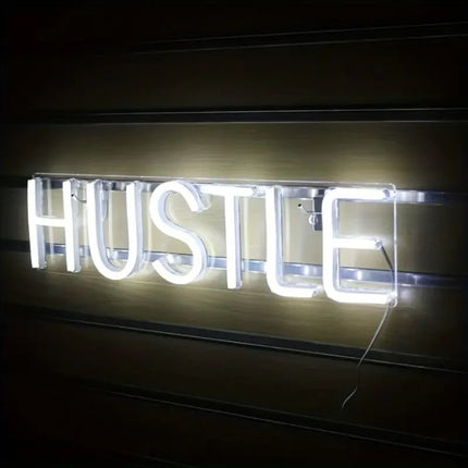 Neon LED Hustle na ścianę – 50 × 12 cm, USB – zdjęcie produktu
