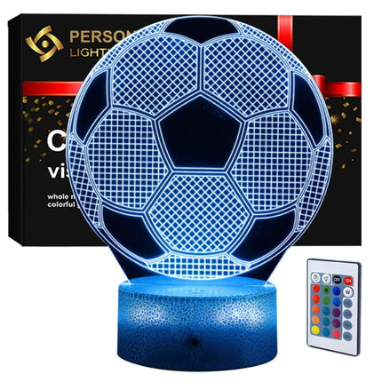 Lampka nocna LED 3D Piłka nożna – pilot, 16 kolorów, USB – zdjęcie produktu