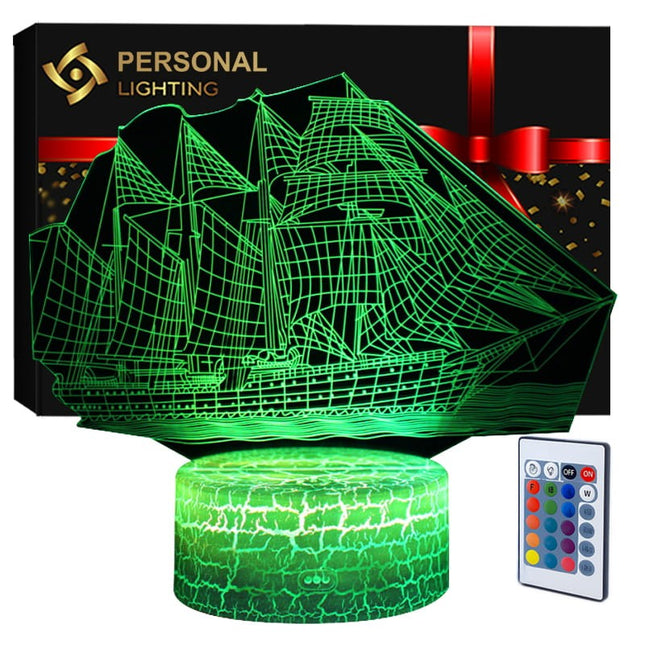 Lampka nocna LED 3D Statek – pilot, 16 kolorów, USB – zdjęcie produktu