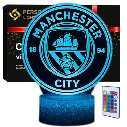Lampka nocna LED 3D Manchester City – pilot, 16 kolorów, USB – zdjęcie produktu