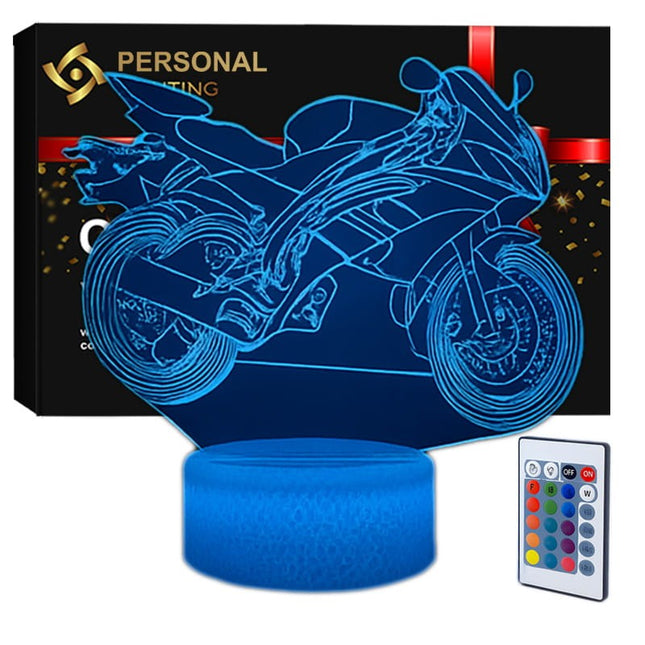 Lampka nocna LED 3D Motocykl cross – pilot, 16 kolorów, USB – zdjęcie produktu