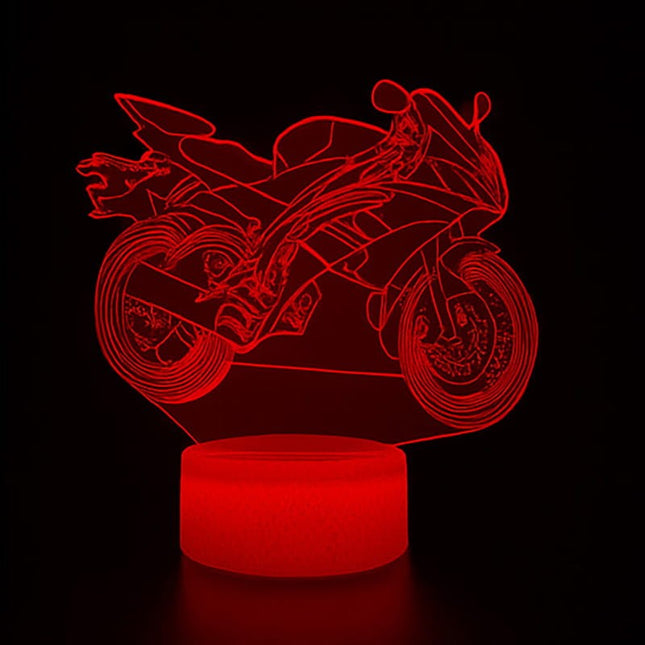 Lampka nocna LED 3D Motocykl cross – pilot, 16 kolorów, USB – ujęcie produktu 2