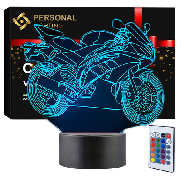 Lampka nocna LED 3D Motocykl cross – pilot, 16 kolorów, USB – zdjęcie produktu