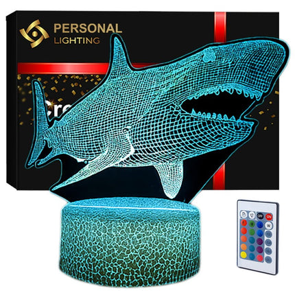 Lampka nocna LED 3D Rekin – pilot, 16 kolorów, USB – zdjęcie produktu