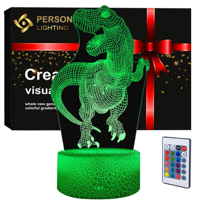 Lampka nocna LED 3D Dinozaur T-Rex – pilot, 16 kolorów, USB – zdjęcie produktu