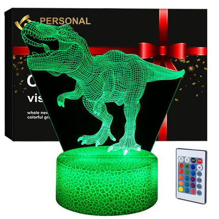 Lampka nocna LED 3D Dinozaur T-Rex – pilot, 16 kolorów, USB – zdjęcie produktu