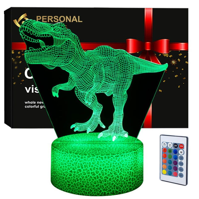 Lampka nocna LED 3D Dinozaur T-Rex – pilot, 16 kolorów, USB – zdjęcie produktu