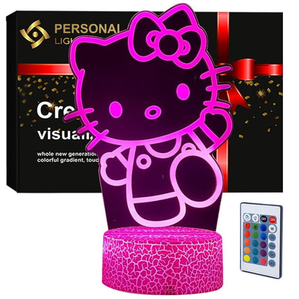 Lampka nocna LED 3D Hello Kitty – pilot, 16 kolorów, USB – zdjęcie produktu